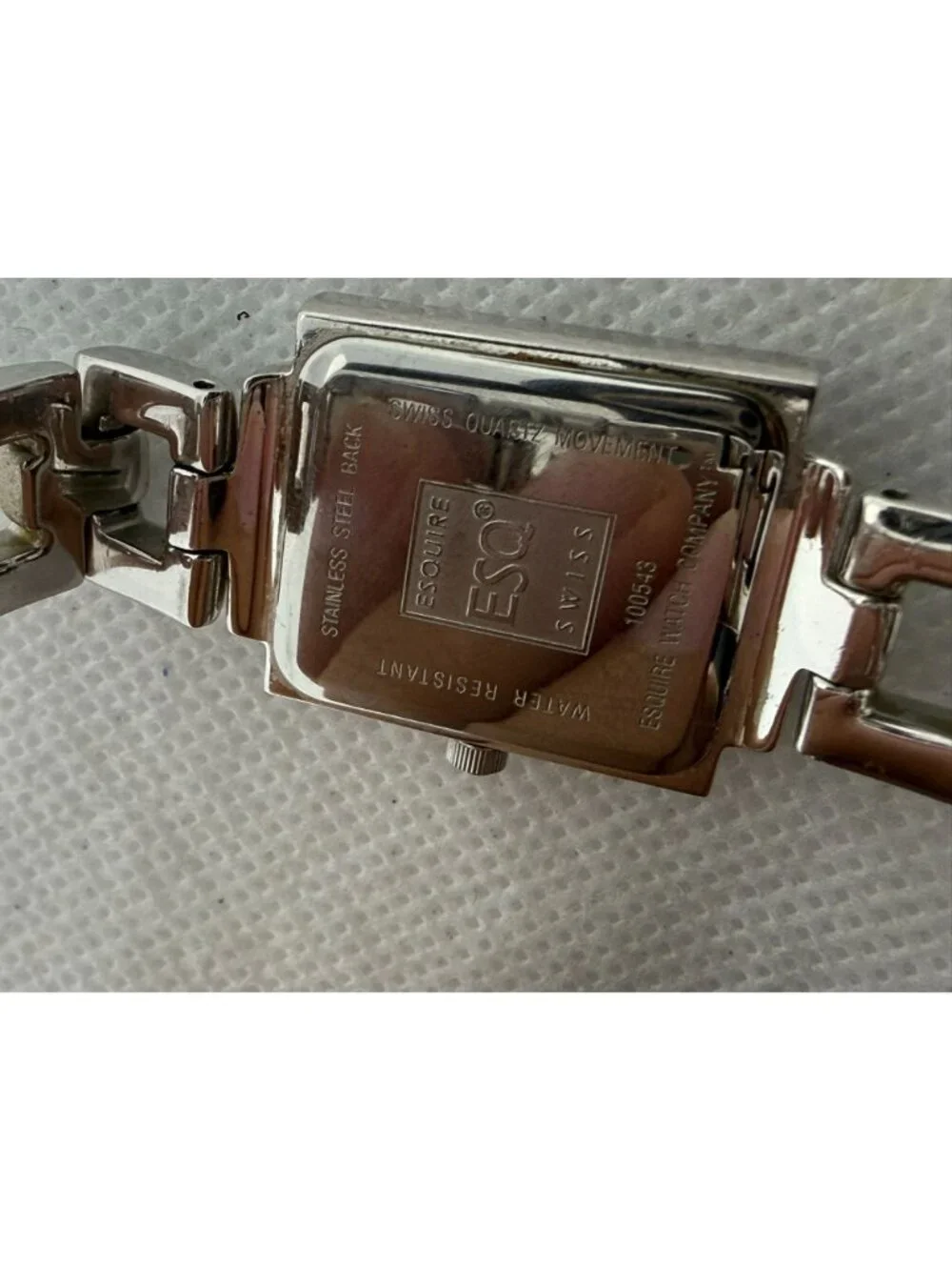 ESQ Swiss by Movado Womens Silver Square Stainless Steel Watch Bracelet 1506-3